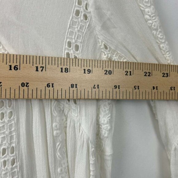 Free People Women's L Long Sleeves Embroidery White Lace Kiss Kiss Tunic Boho - Picture 7 of 16